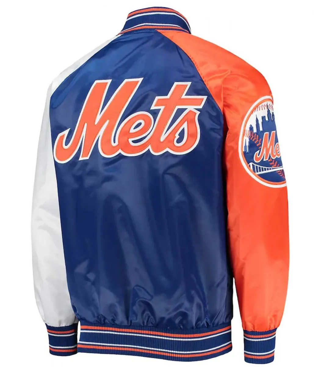 New York Mets Varsity Royal Blue Orange and White Satin Jacket