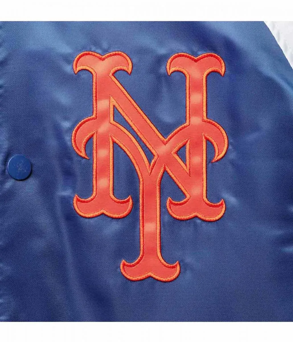 New York Mets Varsity Royal Blue Orange and White Satin Jacket