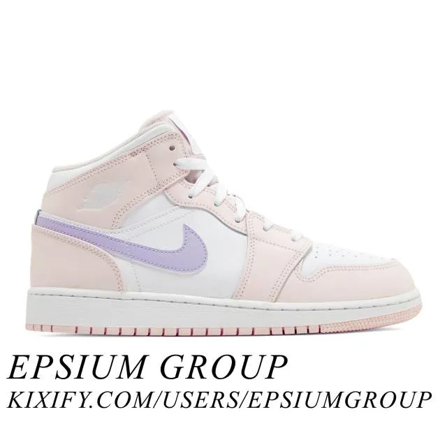 Nike Air Jordan 1 Mid GS (Pink Wash/ Pink Wash/ Violet F...