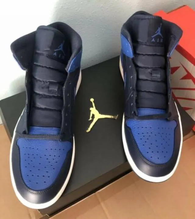 Nike Air Jordan 1 Mid Obsidian Black Game Royal Blue Men...