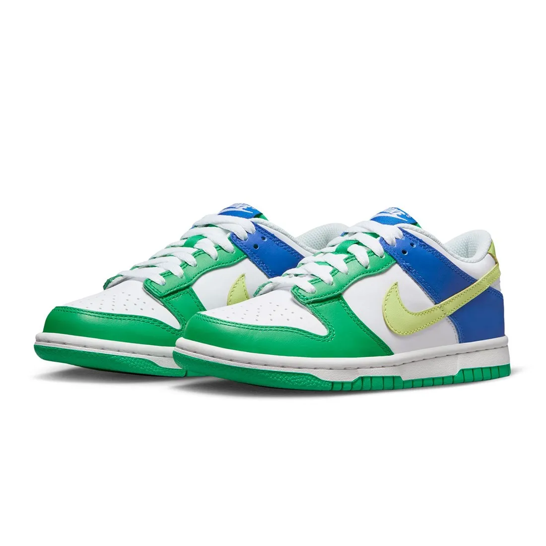 Nike Big Kids Dunk Low Bg (white / lt lemon twist-stadium green)