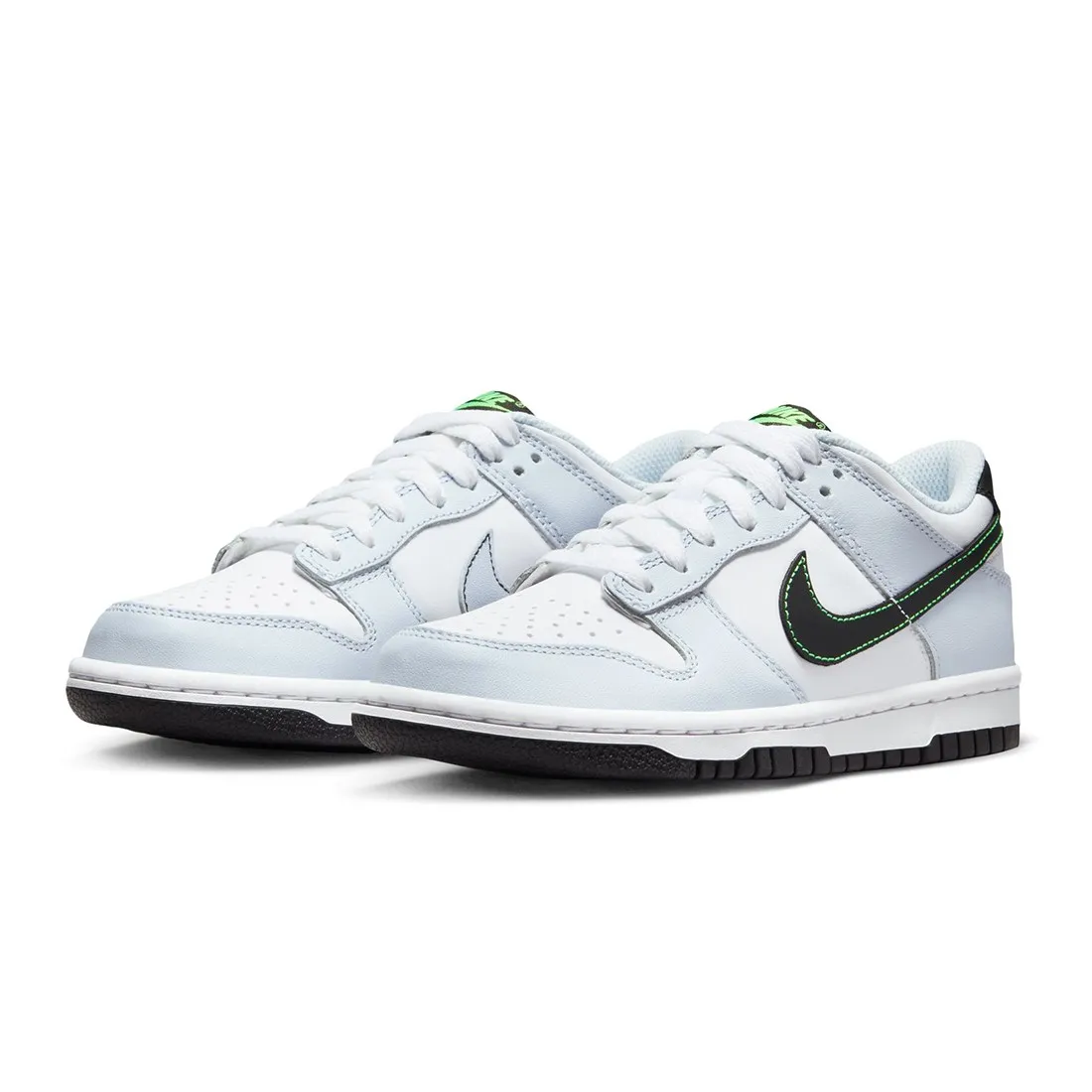 Nike Big Kids Dunk Low (white / black-football grey-green strike)