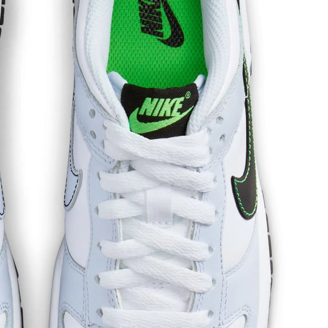 Nike Big Kids Dunk Low (white / black-football grey-green strike)