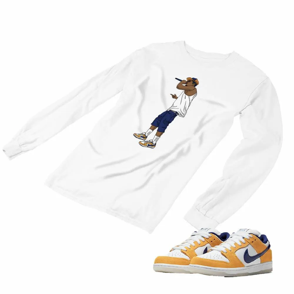 Nike SB Dunk Laser Orange Matching Custom Designed Long Sleeve T shirt ND 1-3-4