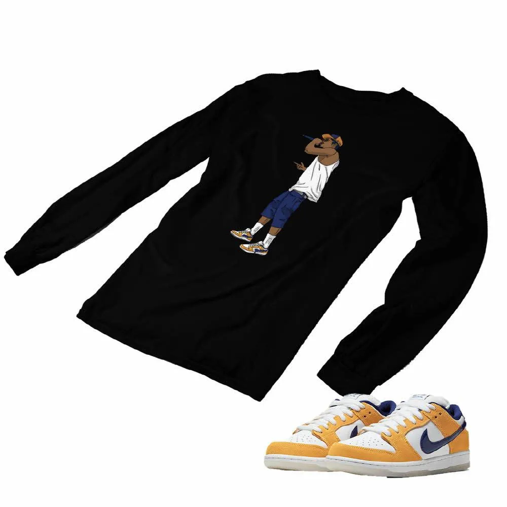 Nike SB Dunk Laser Orange Matching Custom Designed Long Sleeve T shirt ND 1-3-4