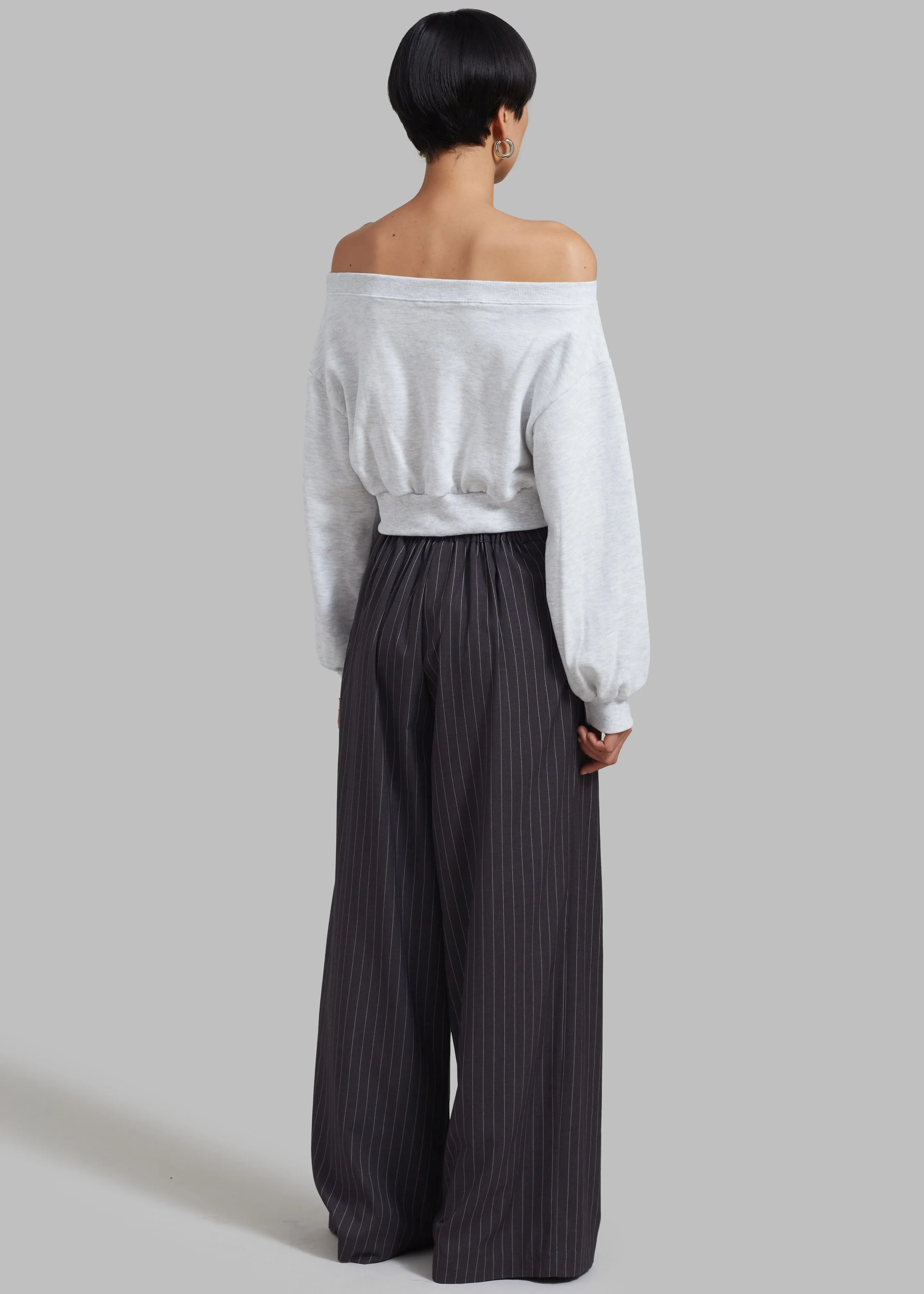 Noor Wide Pants - Grey Pinstripe