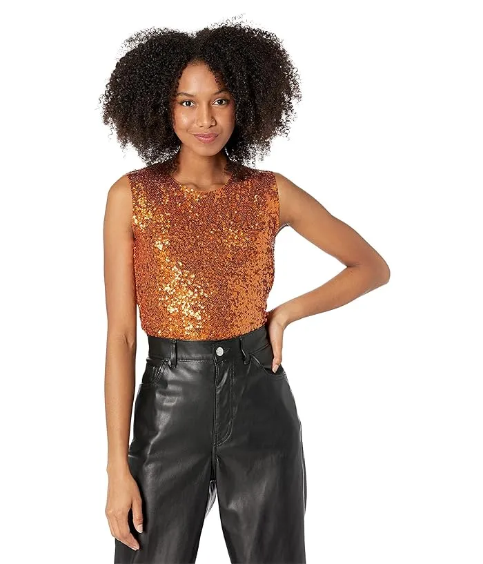 Norma Kamali Overlapping Sequin Sleeveless Swing Top Women's