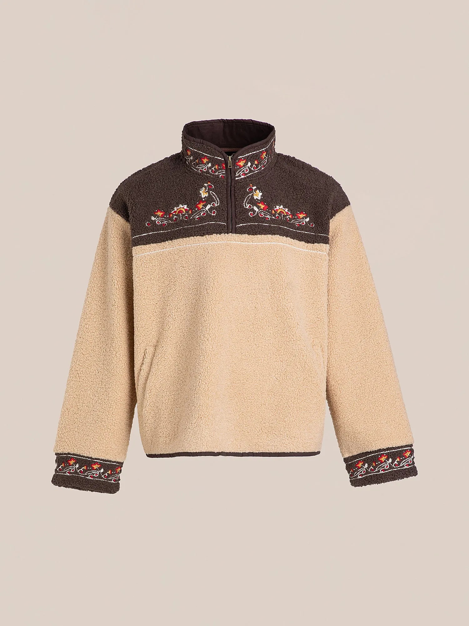 Pahari Floral Embroidered Sherpa Pullover