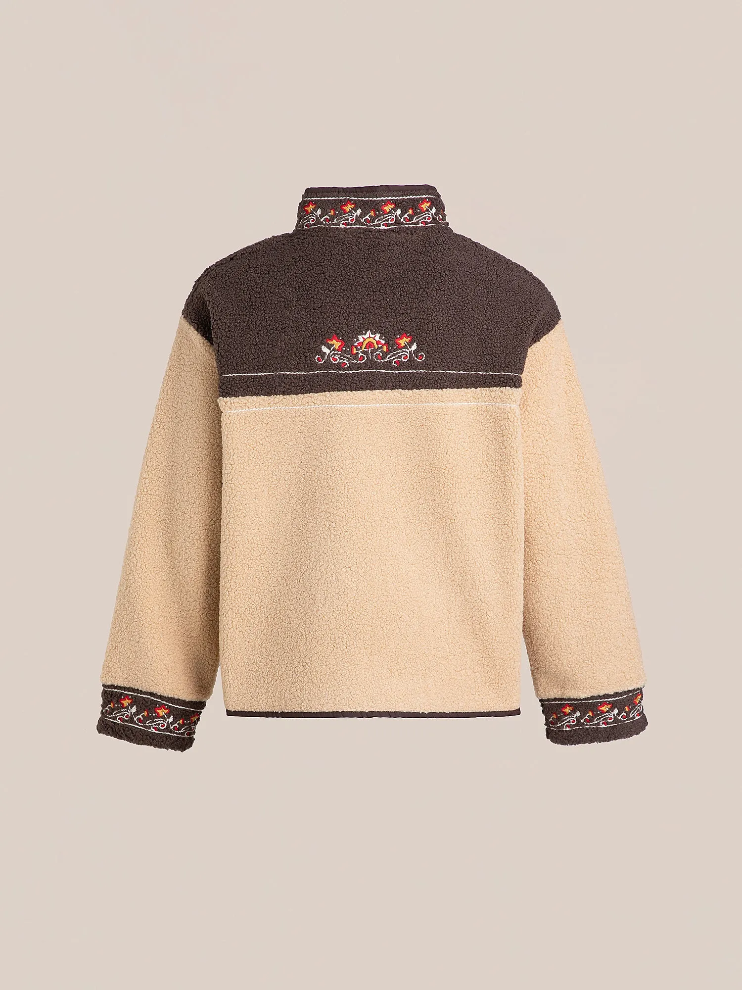 Pahari Floral Embroidered Sherpa Pullover