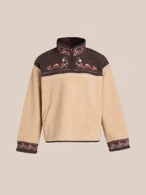 Pahari Floral Embroidered Sherpa Pullover