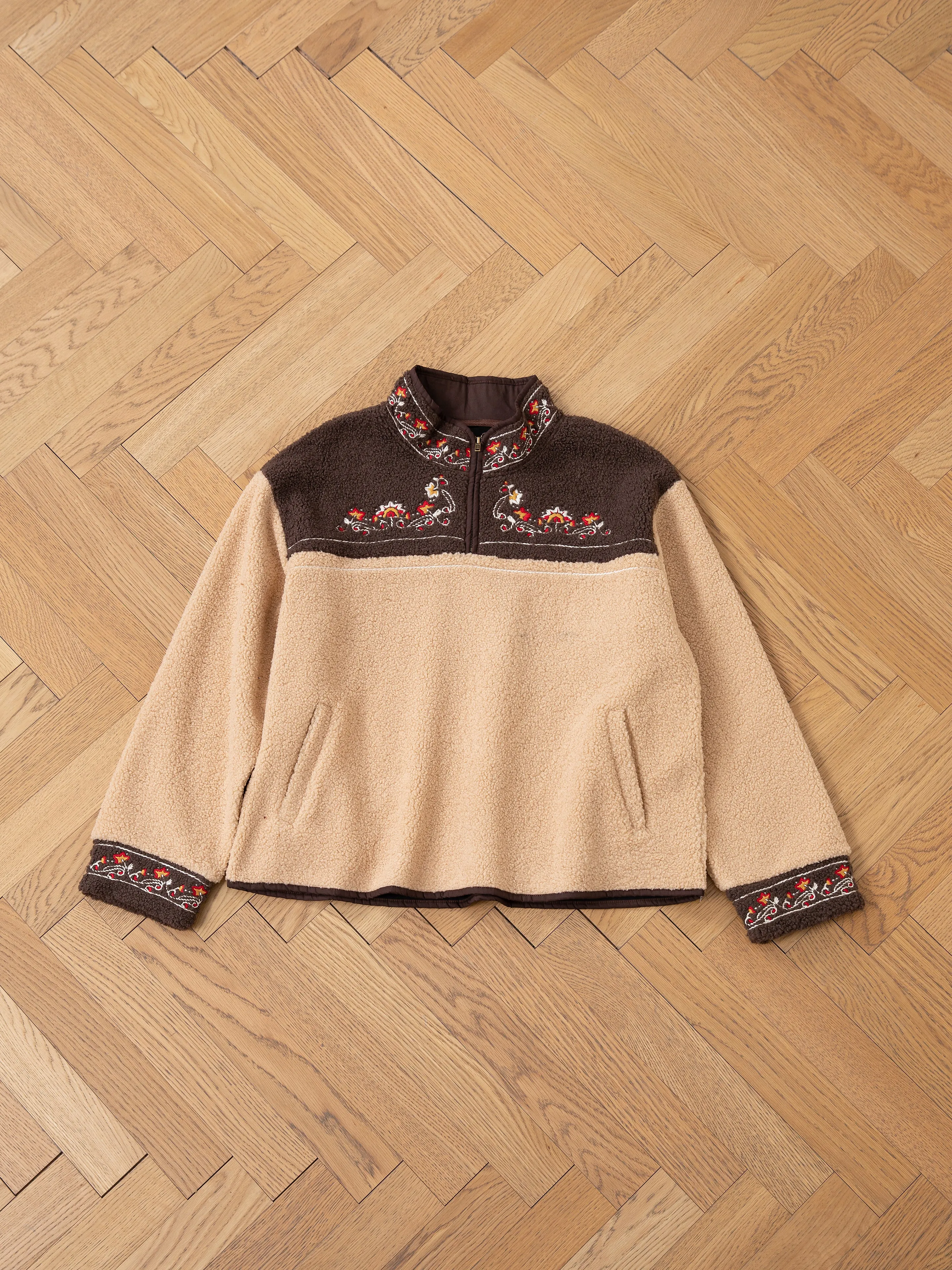 Pahari Floral Embroidered Sherpa Pullover