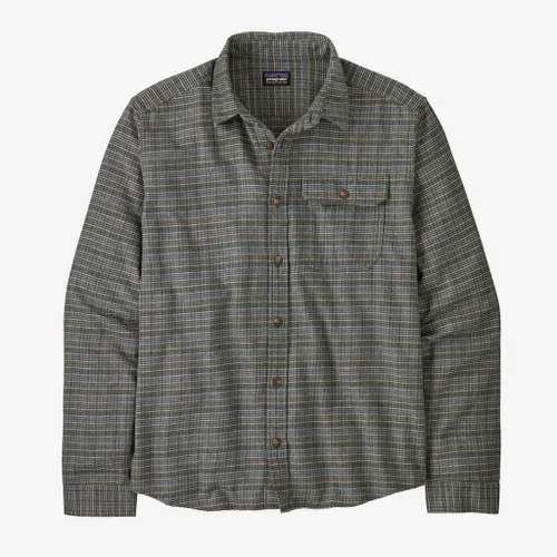 Patagonia Men's Long-Sleeved Lightweight Fjord Flannel Shirt: Tracks - Thermal Blue