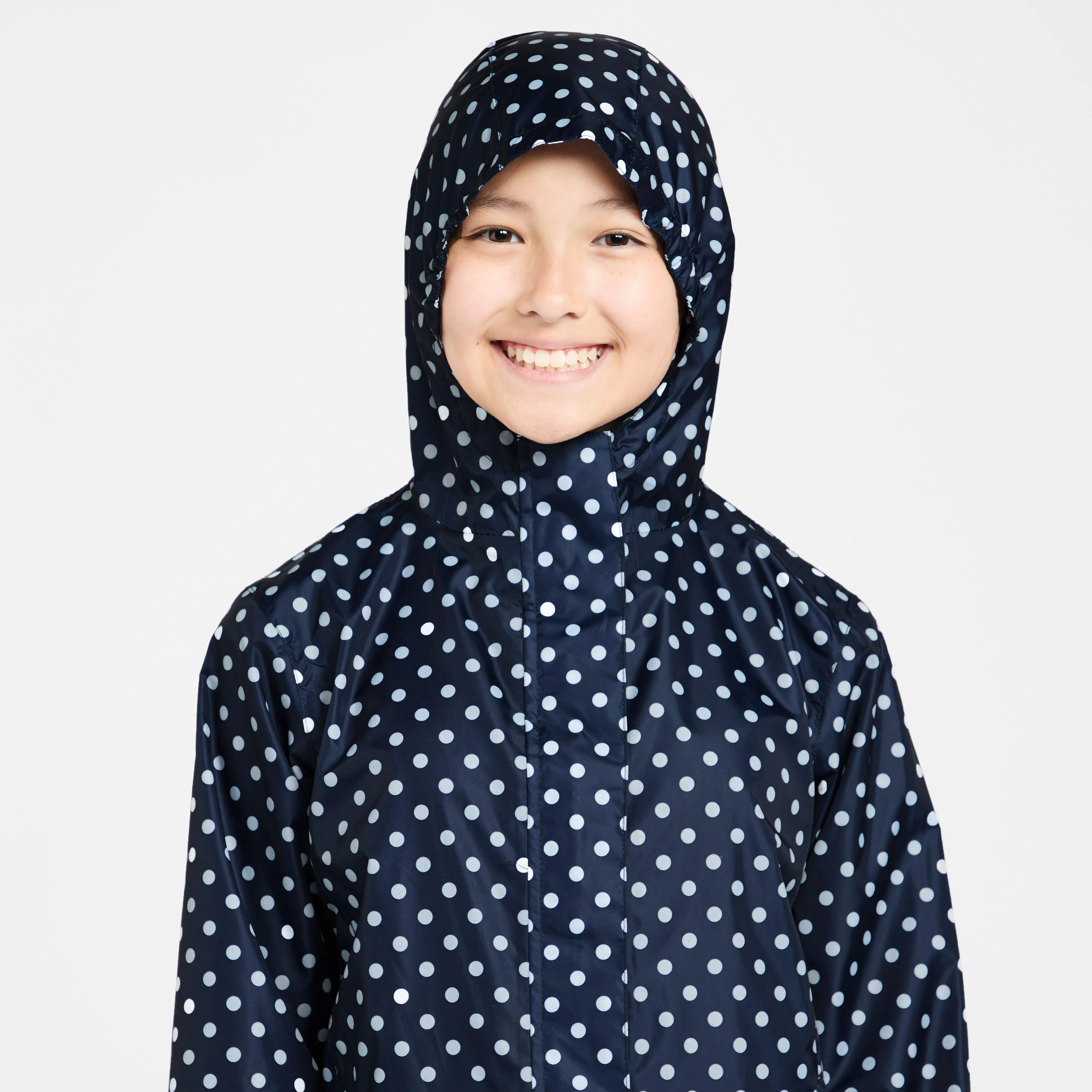 Peter Storm Kids Packable Waterproof Jacket Navy/White Polka Dot | Millets