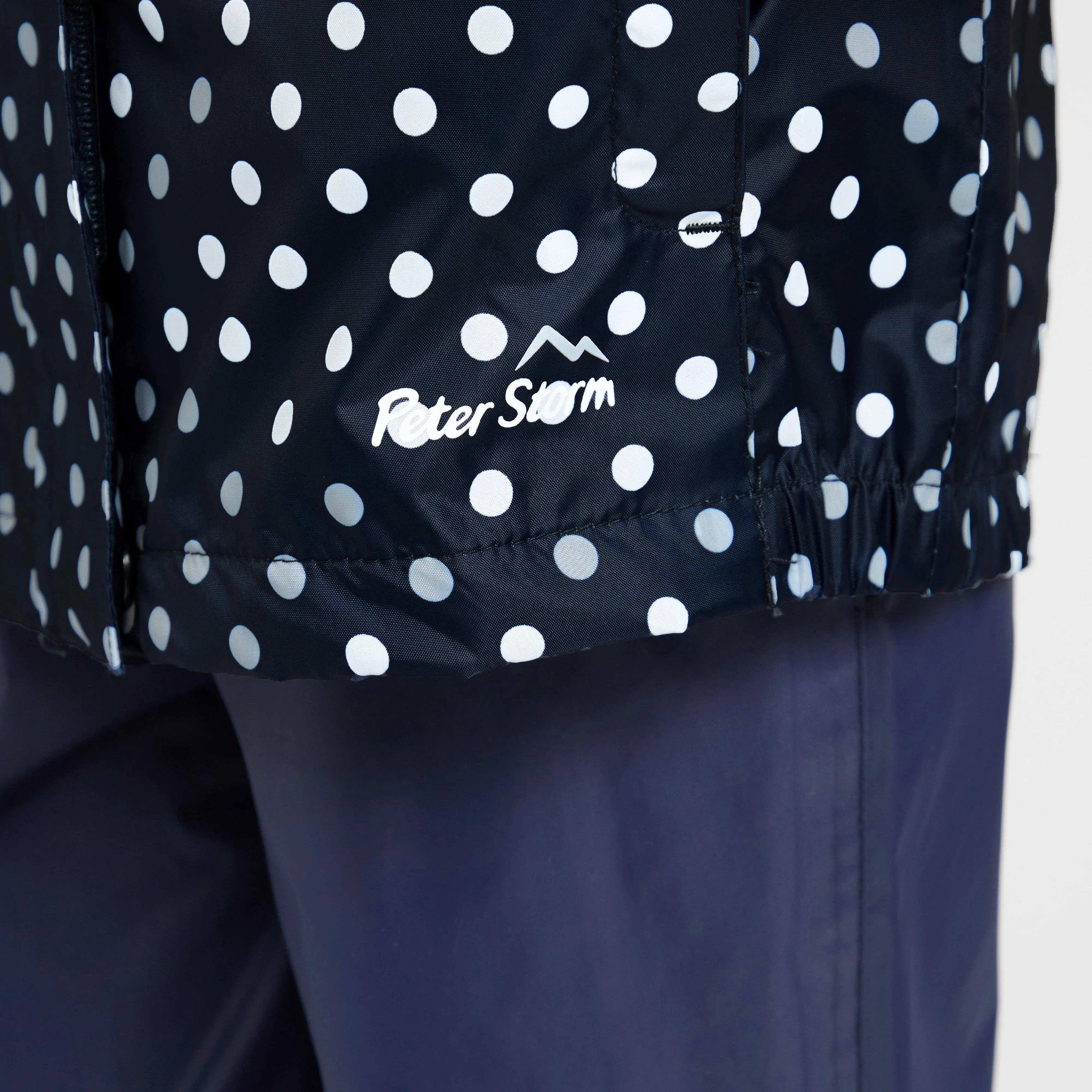 Peter Storm Kids Packable Waterproof Jacket Navy/White Polka Dot | Millets