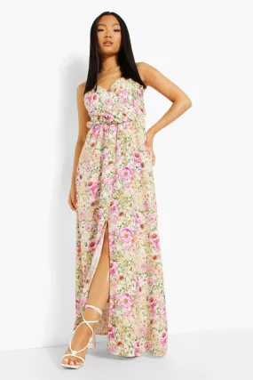 Petite Floral Wrap Front Maxi Dress