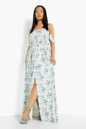 Petite Paisley Print Off The Shoulder Wrap Maxi Dress