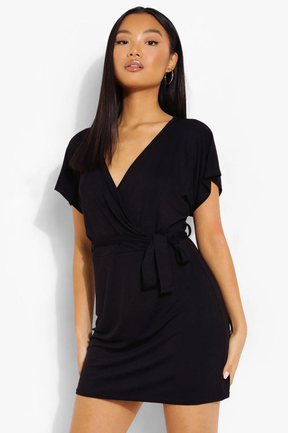 Petite Short Sleeve Wrap Dress