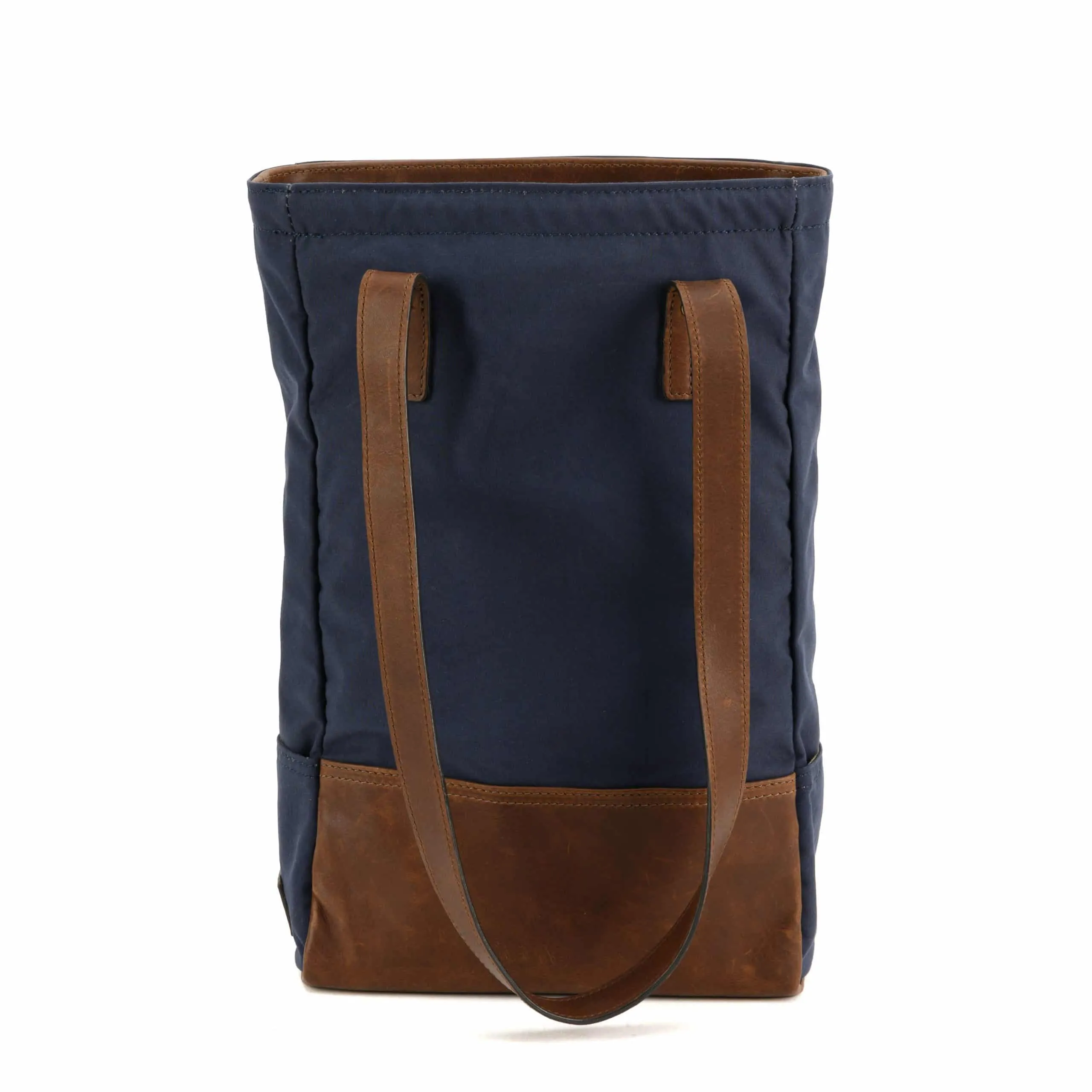 Petty Bottle Tote in Navy Ventile and Baldwin Oak by Moore & Giles