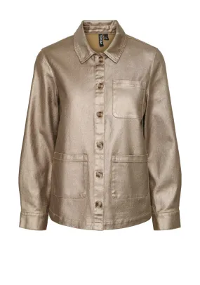 Pieces Nabia Metallic Shirt Jacket, Gold