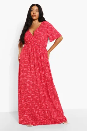 Plus Ditsy Floral Wrap Maxi Dress