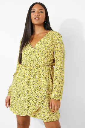 Plus Floral Printed Wrap Dress