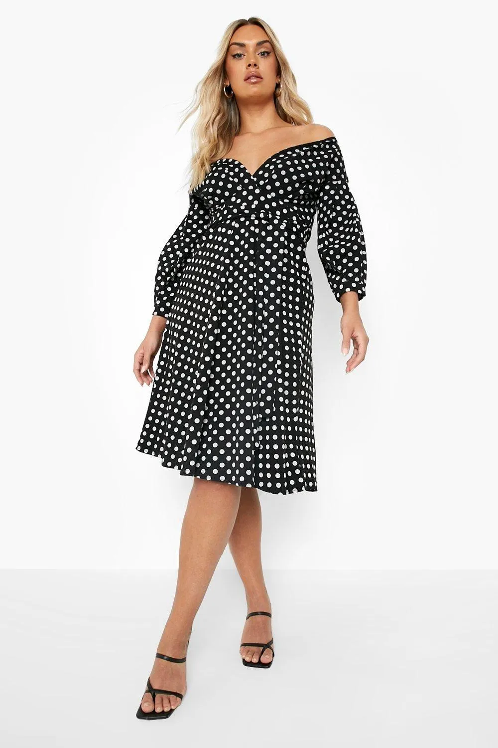 Plus Off Shoulder Wrap Midi Dress