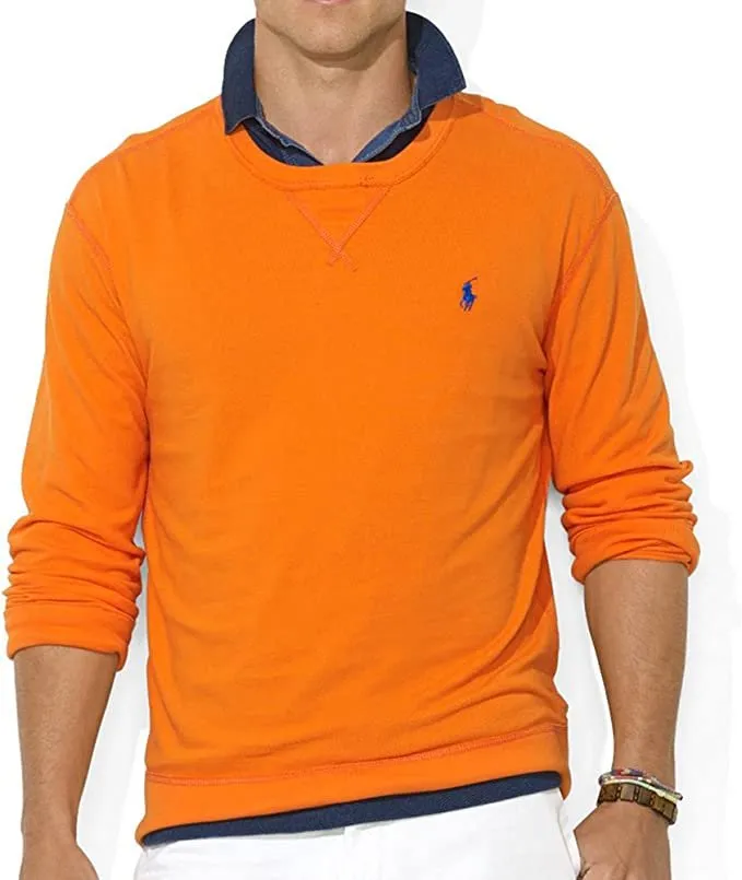 Polo Ralph Lauren Athletic Lightweight Cotton Mesh Crewneck Pullover - Orange (Large)