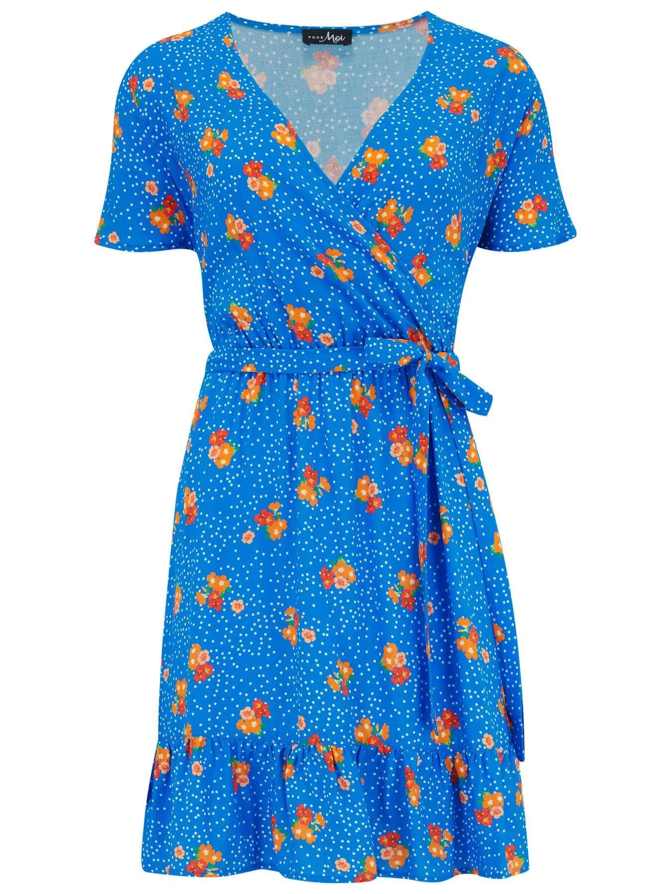 Pour Moi Woven ECOVERO™FibresTiered Wrap Dress - Blue