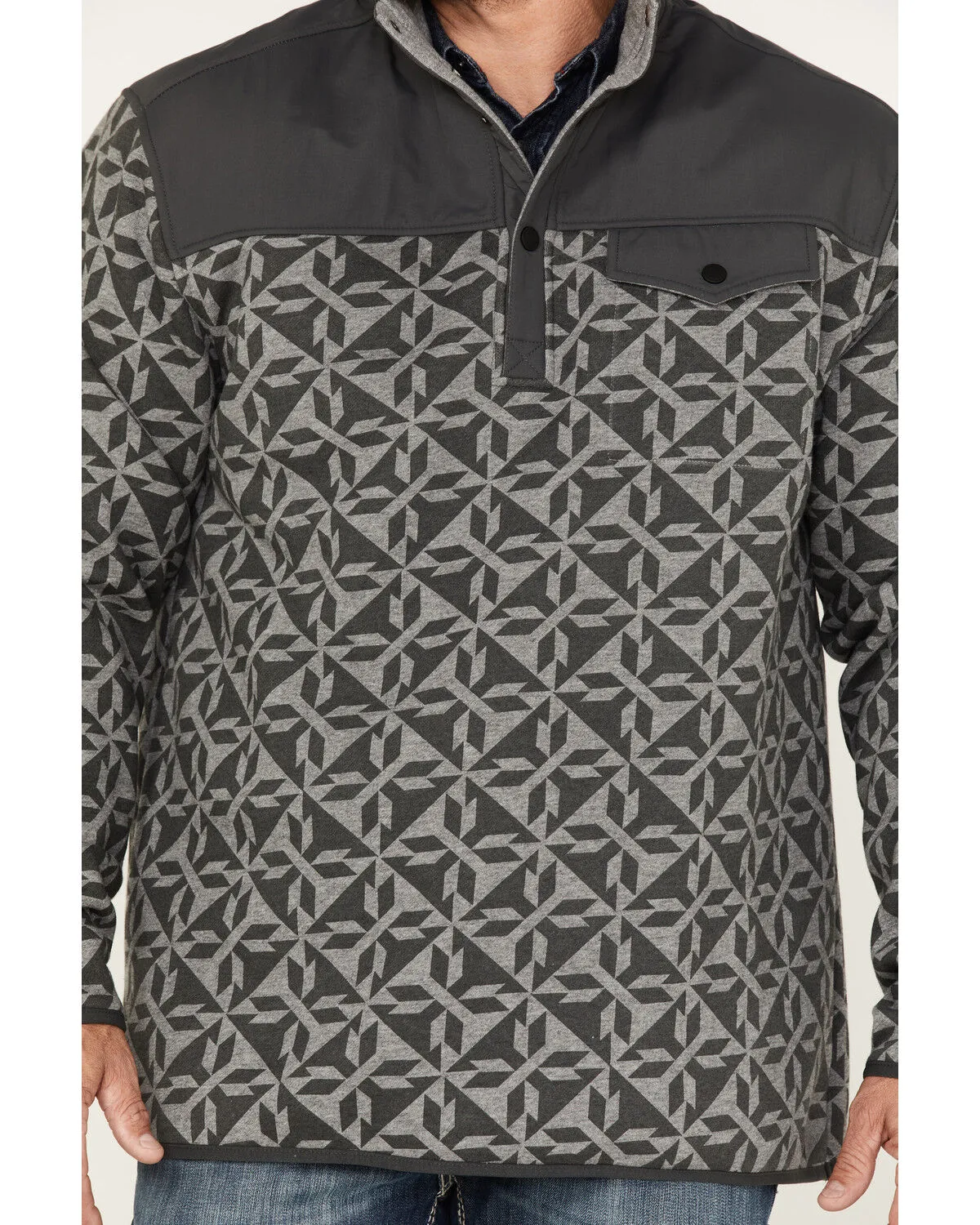 Product Name:  RANK 45® Men's All In 1/4 Snap Geo Print Fleece Pullover