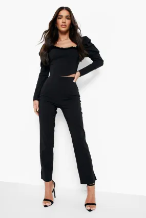 Puff Sleeve Top & Slim Leg Pants