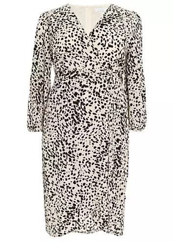 Quiz Curve White and Black Animal Print Wrap Dress | Grattan