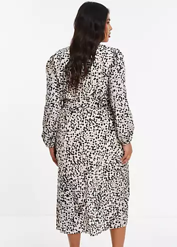 Quiz Curve White and Black Animal Print Wrap Dress | Grattan