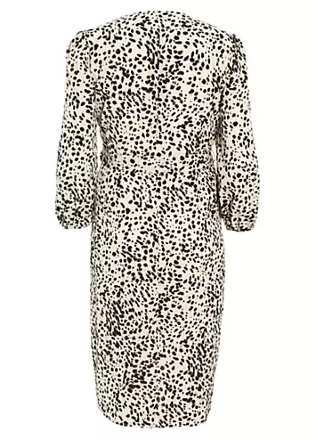 Quiz Curve White and Black Animal Print Wrap Dress | Grattan