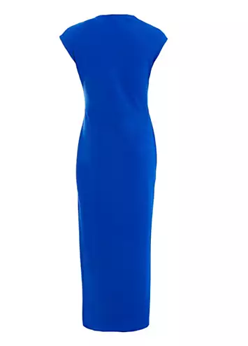 Quiz Royal Blue Scuba Crepe Midaxi Dress with Wrap Button Detail | Grattan