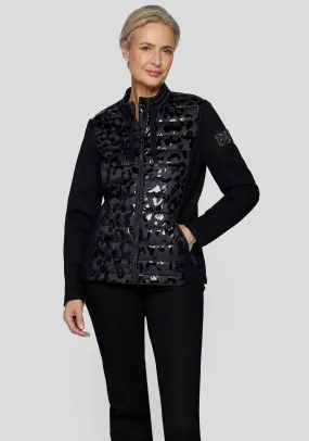 Rabe Padded Jersey Contrast Zip through Jacket, Black