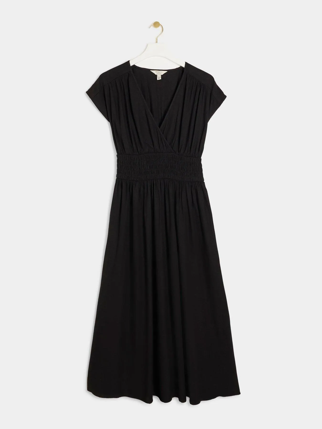 River Island Shirred Wrap Linen Dress - Black