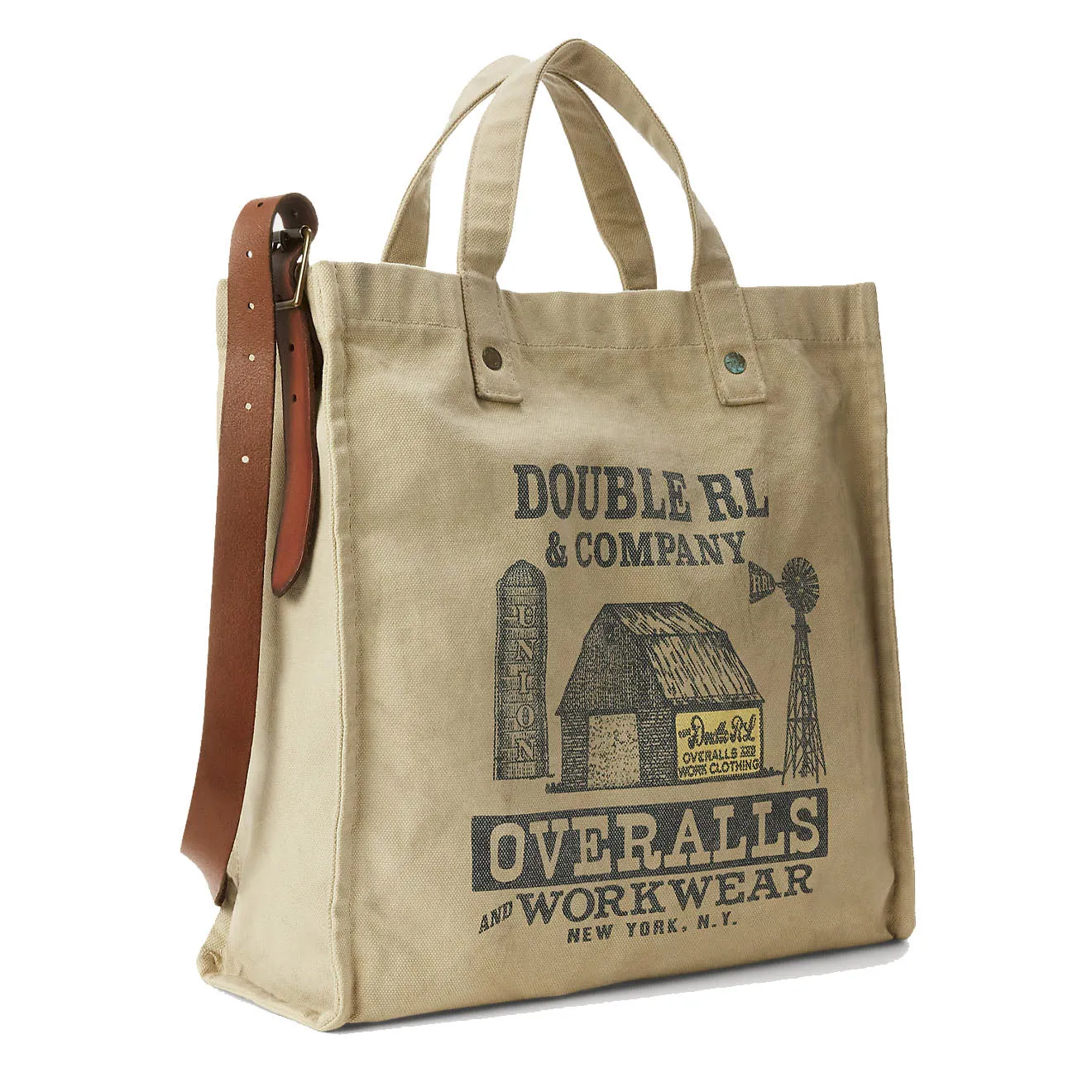 RRL by Ralph Lauren Logo Canvas Carpenter Tote Greige