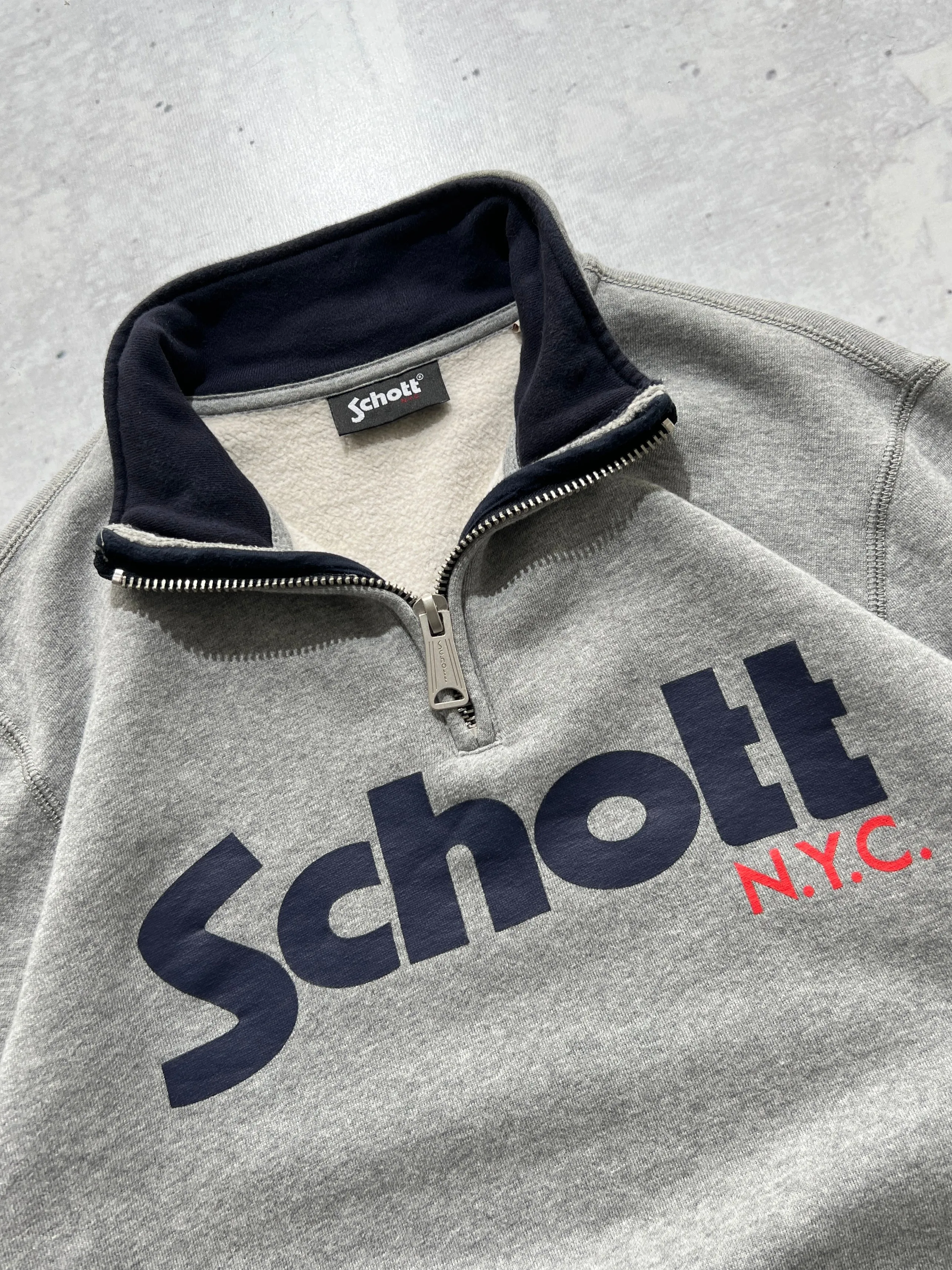 Schott NYC 1/4 zip pullover sweatshirt (S)