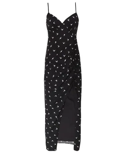 Self-Portrait Black Polka Dot Wrap Midi Dress | Jules B