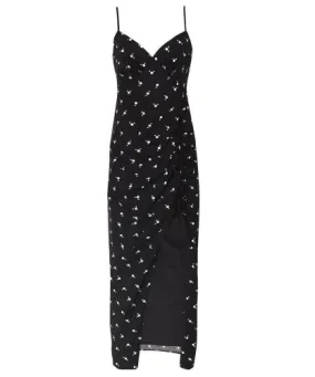 Self-Portrait Black Polka Dot Wrap Midi Dress | Jules B