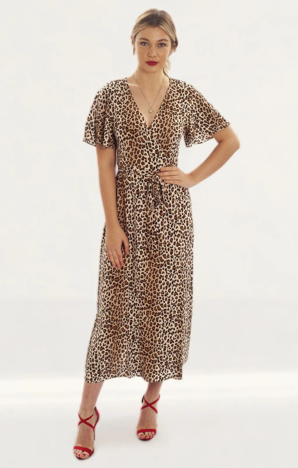 Seven Wonders Leopard Print Wrap Midi Dress