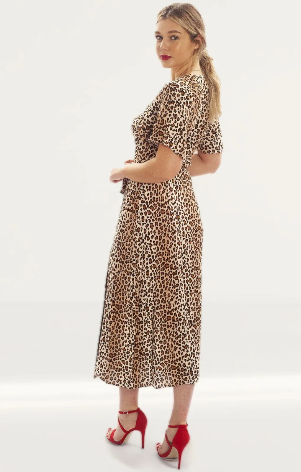 Seven Wonders Leopard Print Wrap Midi Dress