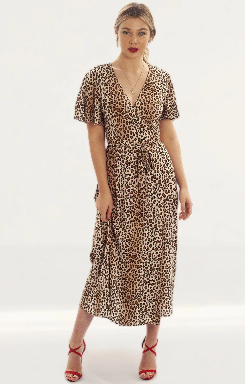 Seven Wonders Leopard Print Wrap Midi Dress