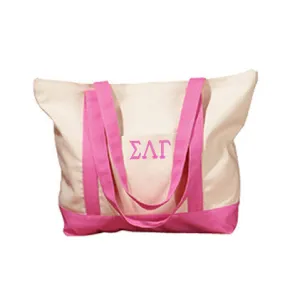 Sigma Lambda Gamma Canvas Boat Tote, 1-Color Greek Letters - BE004 - EMB