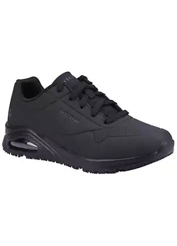 Skechers Work Relaxed Fit Ladies Black Slip Resistant Uno SR Trainers