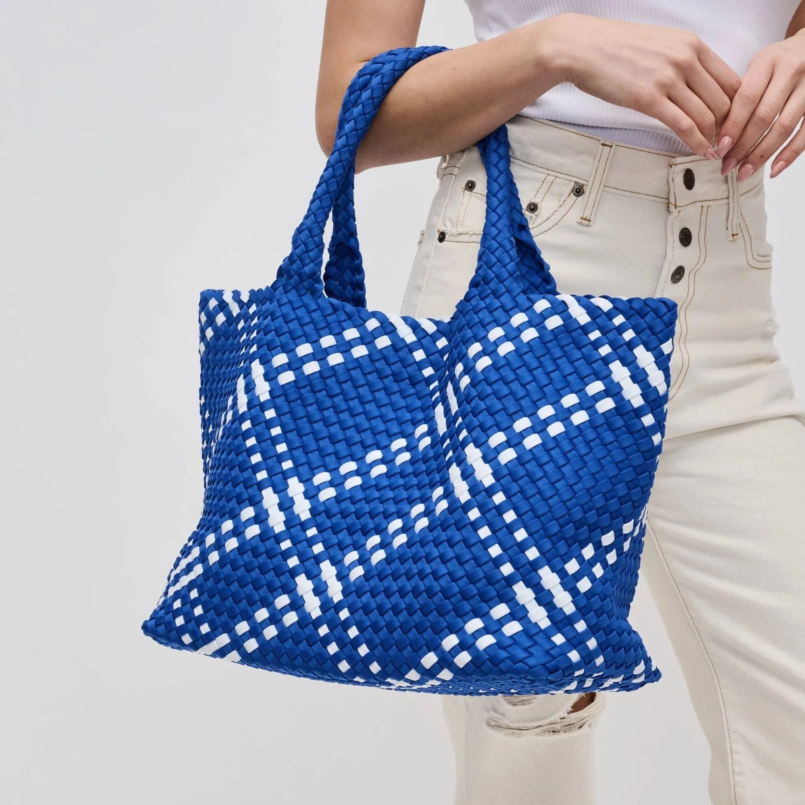 Sky The Limit Neoprene Tote Cobalt and White