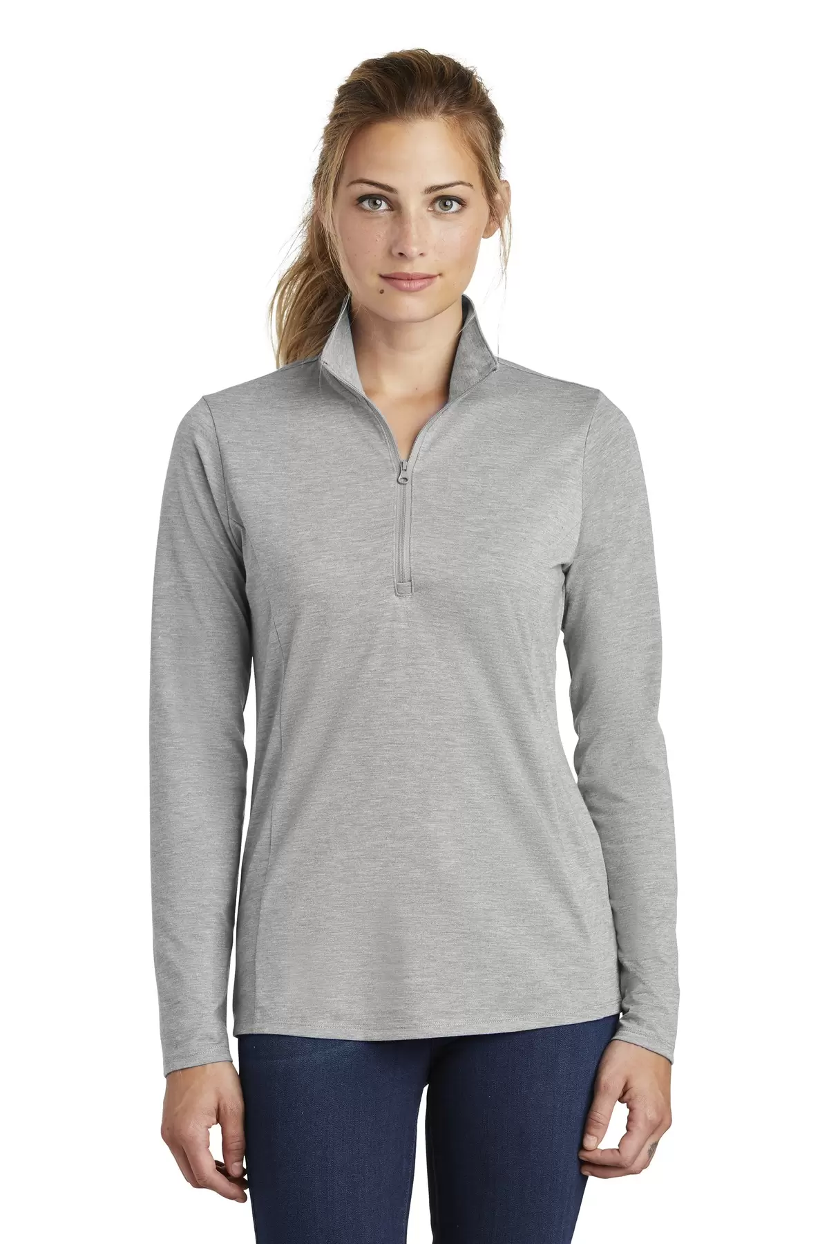 Sport Tek LST407 Sport-Tek  Ladies PosiCharge  Tri-Blend Wicking 1/4-Zip Pullover SKU: LST407