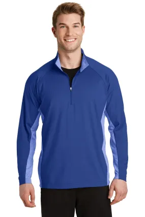 Sport-Tek Sport-Wick Stretch Contrast 1/2-Zip Pullover ST854 True Royal/ True Royal Heather