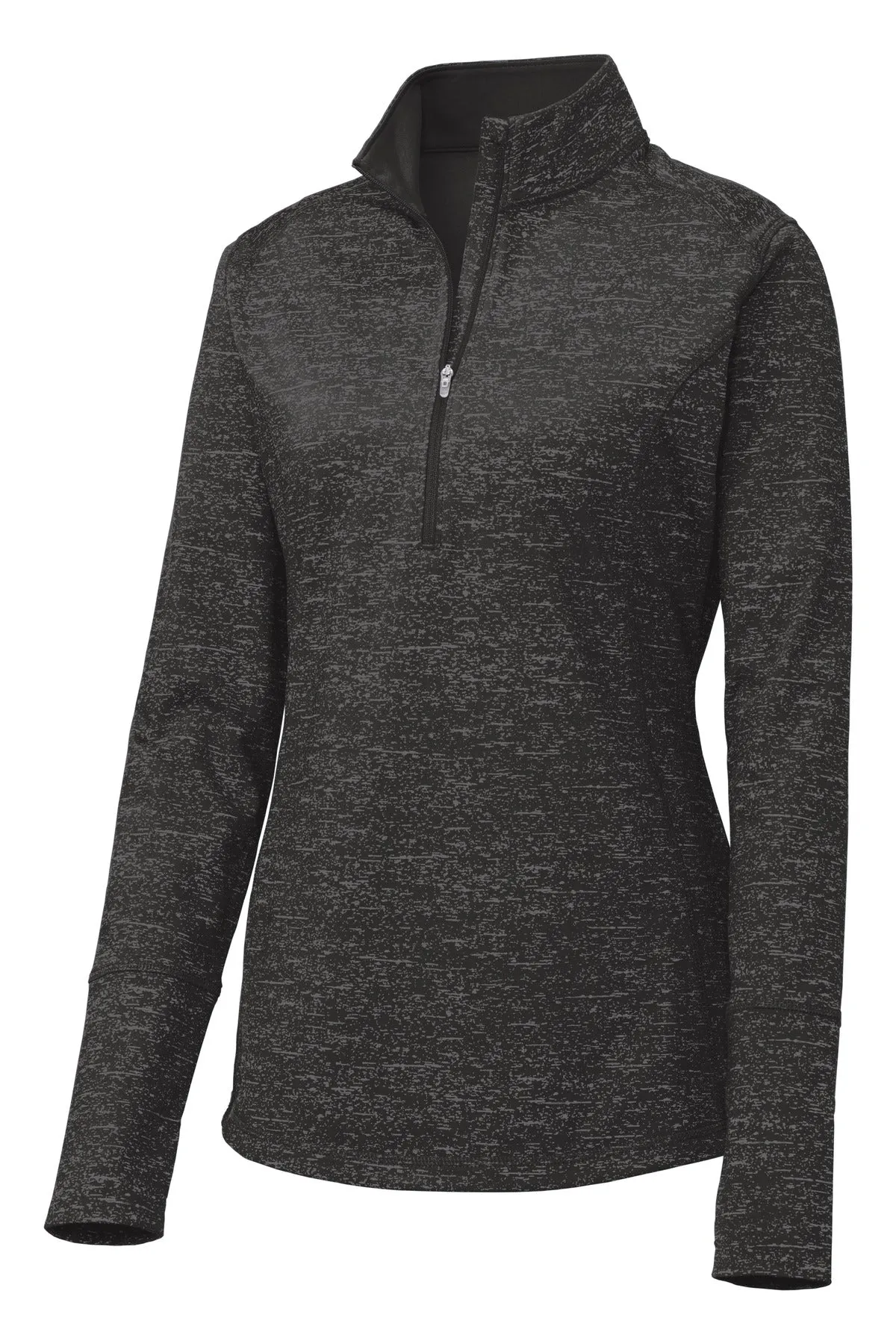 Sport-Tek Women's Sport-Wick Stretch Reflective Heather 1/2-Zip Pullover LST855