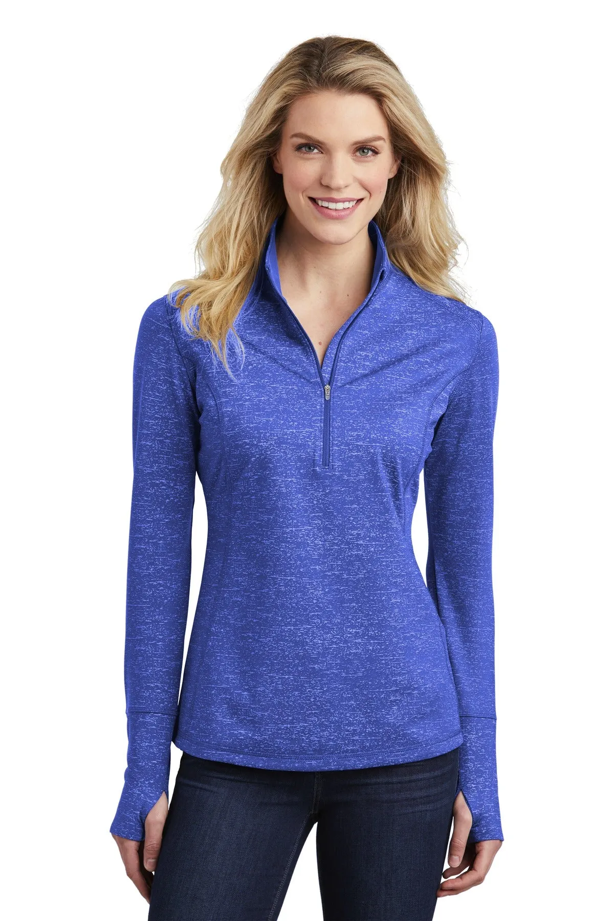 Sport-Tek Women's Sport-Wick Stretch Reflective Heather 1/2-Zip Pullover LST855